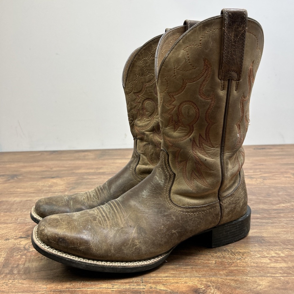 8.5 D Ariat Heritage Reinsman Brown Square Toe Western Cowboy Boots 10008809